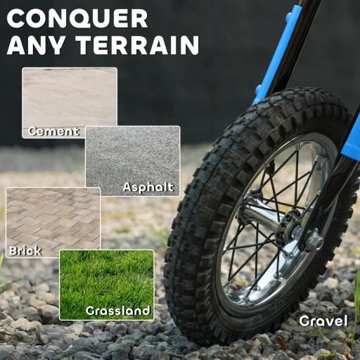 Moto Eléctrica para Niños 24V con Motor 250W Velocidad de 6-16km/h Ruedas de 12'' para Niños de 8-12 Años Azul [2]