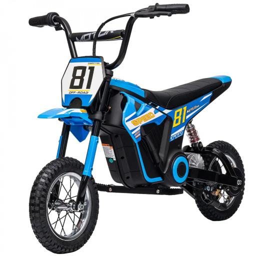 Moto Eléctrica para Niños 24V con Motor 250W Velocidad de 6-16km/h Ruedas de 12'' para Niños de 8-12 Años Azul [6]