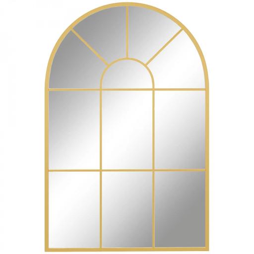 Espejo Decorativo de Pared 60x91cm Espejo de Ventana de Metal para Salón Dormitorio Entrada Estilo Moderno Dorado [8]