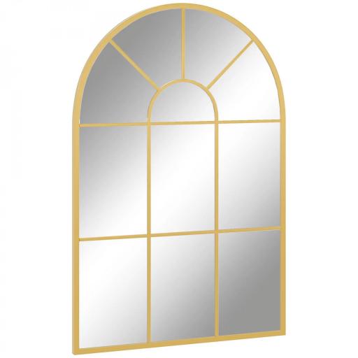 Espejo Decorativo de Pared 60x91cm Espejo de Ventana de Metal para Salón Dormitorio Entrada Estilo Moderno Dorado [7]
