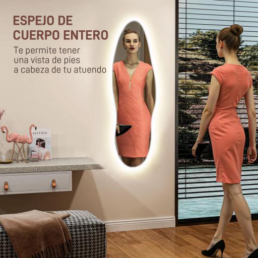 Espejo de Pared de Cuerpo Entero con Luces LED 120x40 cm con Iluminación de 3 Colores Función de Memoria Transparente [2]
