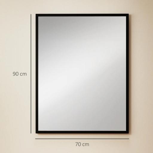 Espejo de Baño 70x90 cm Espejo de Pared Decorativo para Salón Entrada Pasillo Horizontal o Vertical Negro [1]