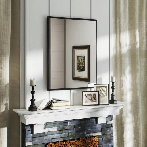 Espejo de Baño 70x90 cm Espejo de Pared Decorativo para Salón Entrada Pasillo Horizontal o Vertical Negro [5]