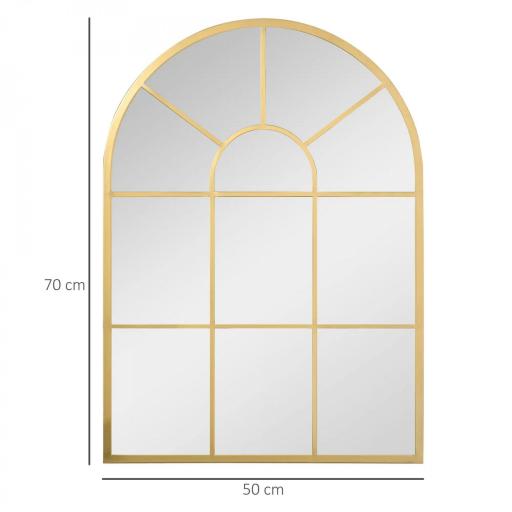 Espejo Decorativo de Pared 50x70cm Espejo de Ventana de Metal para Salón Dormitorio Entrada Estilo Moderno Dorado [1]