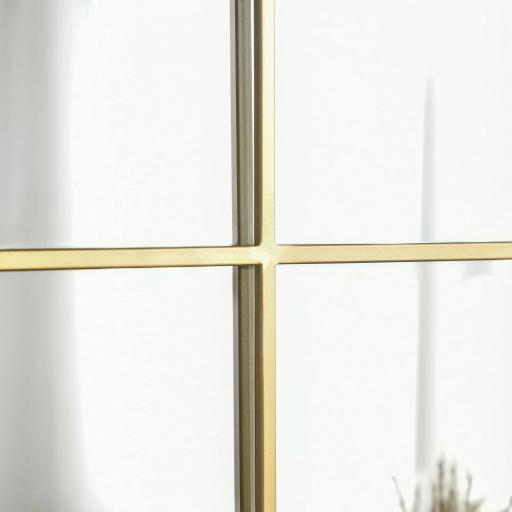 Espejo Decorativo de Pared 50x70cm Espejo de Ventana de Metal para Salón Dormitorio Entrada Estilo Moderno Dorado [7]