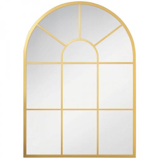 Espejo Decorativo de Pared 50x70cm Espejo de Ventana de Metal para Salón Dormitorio Entrada Estilo Moderno Dorado [8]