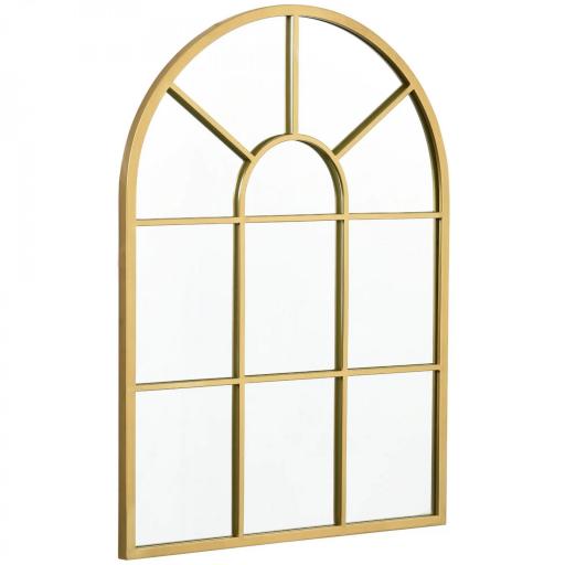Espejo Decorativo de Pared 50x70cm Espejo de Ventana de Metal para Salón Dormitorio Entrada Estilo Moderno Dorado [9]
