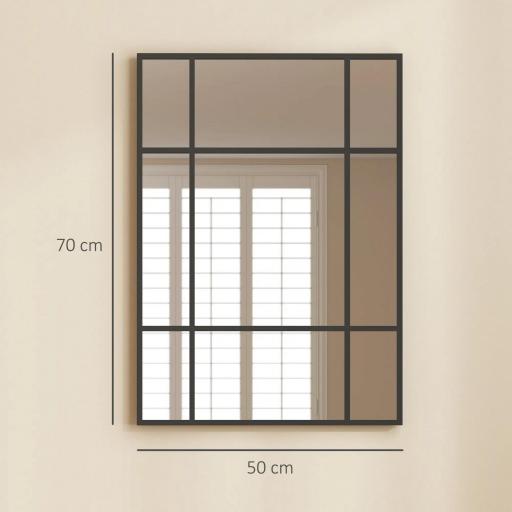 Espejo Rectangular de Pared Espejo de Ventana 70x50 cm con Marco de Metal Espejo Decorativo para Salón Dormitorio Negro [1]