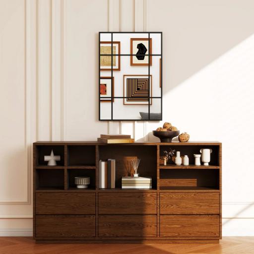 Espejo Rectangular de Pared Espejo de Ventana 70x50 cm con Marco de Metal Espejo Decorativo para Salón Dormitorio Negro [7]