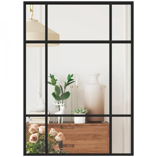 Espejo Rectangular de Pared Espejo de Ventana 70x50 cm con Marco de Metal Espejo Decorativo para Salón Dormitorio Negro [8]