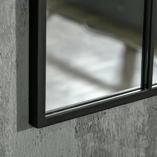 Espejo Decorativo de Pared 60x91cm Espejo de Ventana de Metal para Salón Dormitorio Entrada Estilo Moderno Negro [7]