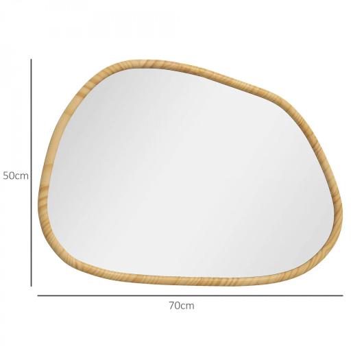 Espejo de Pared Decorativo 70x50 cm con Forma Irregular y Marco de Madera Horizontal o Vertical Natural [1]