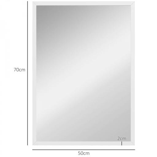 Espejo Rectangular de Baño 50x70 cm Espejo de Pared Decorativo para Salón Entrada Pasillo Horizontal o Vertical Blanco [1]