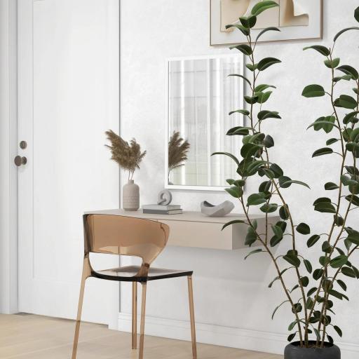 Espejo Rectangular de Baño 50x70 cm Espejo de Pared Decorativo para Salón Entrada Pasillo Horizontal o Vertical Blanco [7]