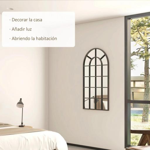 Espejo Decorativo de Pared Moderno Espejo de Pared 65x110 cm Marco de Metal para Salón Entrada Pasillo Negro [4]