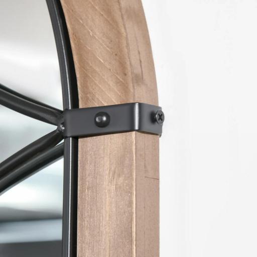 Espejo Decorativo de Pared de Madera 93x60 cm Espejo de Ventana con 2 Ganchos Estilo Vintage para Salón Dormitorio Comedor Entrada Marrón [5]