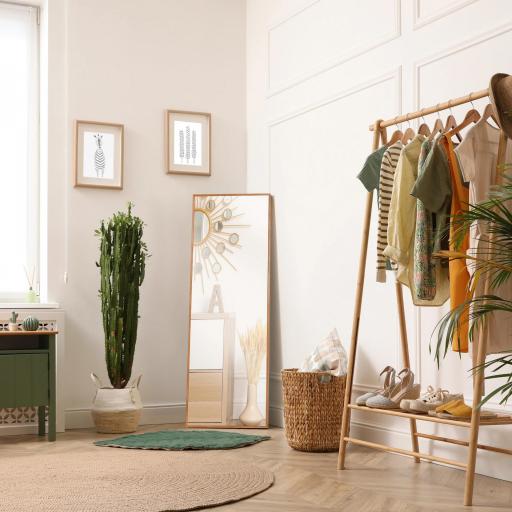 Espejo de Pared Cuerpo Entero 45x125 cm Espejo Rectangular Grande de Madera Estilo Moderno para Salón Dormitorio Natural