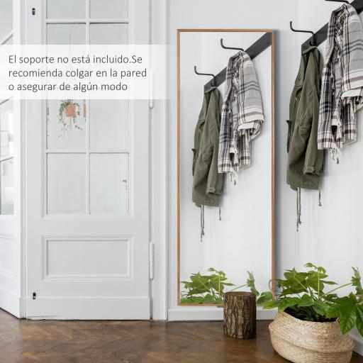 Espejo de Pared Cuerpo Entero 45x125 cm Espejo Rectangular Grande de Madera Estilo Moderno para Salón Dormitorio Natural [3]