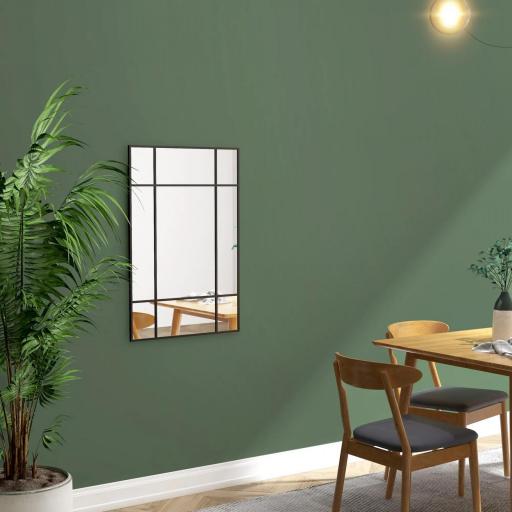 Espejo Rectangular de Pared Espejo de Ventana 90x60 cm con Marco de Metal Espejo Decorativo para Salón Dormitorio Negro [5]