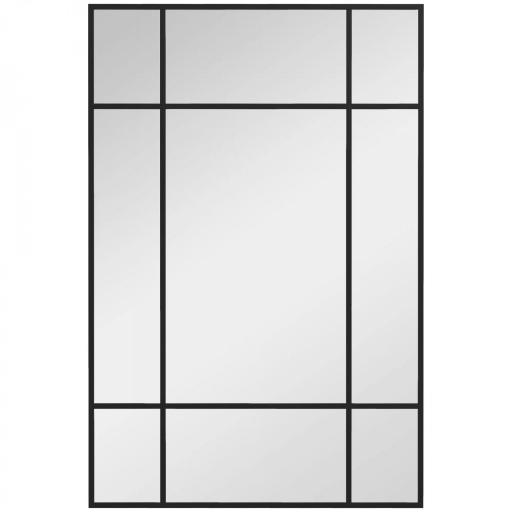 Espejo Rectangular de Pared Espejo de Ventana 90x60 cm con Marco de Metal Espejo Decorativo para Salón Dormitorio Negro [8]