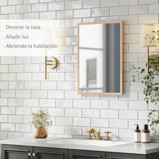 Espejo de Baño 50x70 cm Espejo de Pared Decorativo para Salón Entrada Pasillo Horizontal o Vertical Natural [2]
