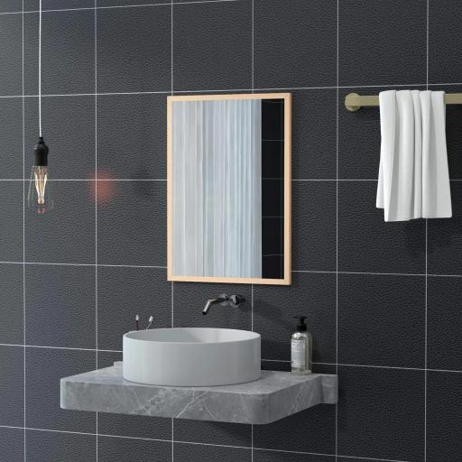 Espejo de Baño 50x70 cm Espejo de Pared Decorativo para Salón Entrada Pasillo Horizontal o Vertical Natural [5]