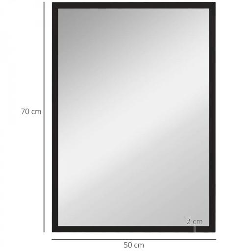 Espejo Rectangular de Baño 50x70 cm Espejo de Pared Decorativo para Salón Entrada Pasillo Horizontal o Vertical Negro [1]