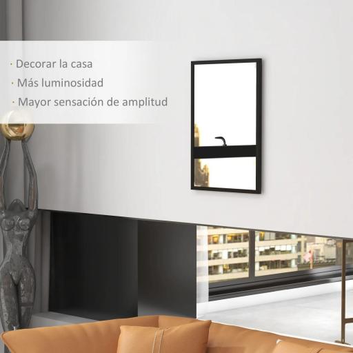 Espejo Rectangular de Baño 50x70 cm Espejo de Pared Decorativo para Salón Entrada Pasillo Horizontal o Vertical Negro [2]
