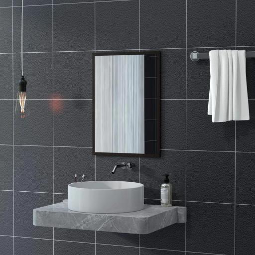 Espejo Rectangular de Baño 50x70 cm Espejo de Pared Decorativo para Salón Entrada Pasillo Horizontal o Vertical Negro [5]