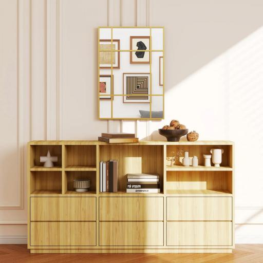 Espejo Rectangular de Pared Espejo de Ventana 70x50cm con Marco de Metal Espejo Decorativo para Salón Dormitorio Dorado [7]