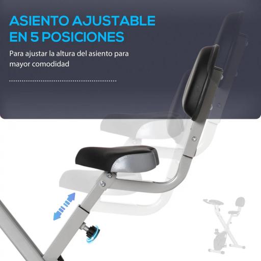 Bicicleta Estática Plegable con Respaldo 8 Niveles de Resistencia Volante Pantalla LCD Pulsómetro y Sillín Ajustable [3]