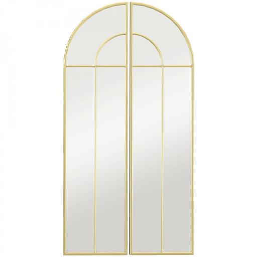 Espejo de Pared Dorado Espejo Decorativo con Diseño en Arco y 2 Piezas 30x120 cm Reflejos Claros y Fácil Instalación [10]