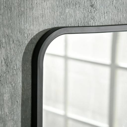 Espejo Decorativo de Pared 50x70 cm Espejo de Metal con Estante para Salón Entrada Estilo Moderno Negro [6]