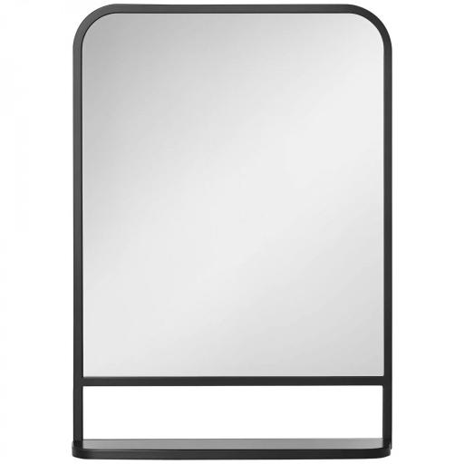 Espejo Decorativo de Pared 50x70 cm Espejo de Metal con Estante para Salón Entrada Estilo Moderno Negro [8]