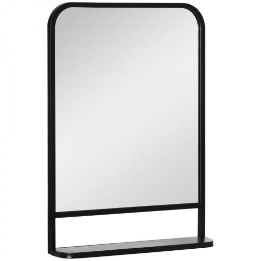 Espejo Decorativo de Pared 50x70 cm Espejo de Metal con Estante para Salón Entrada Estilo Moderno Negro [9]