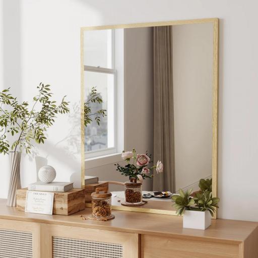 Espejo de Baño 70x90 cm Espejo de Pared Decorativo para Salón Entrada Pasillo Horizontal o Vertical Natural