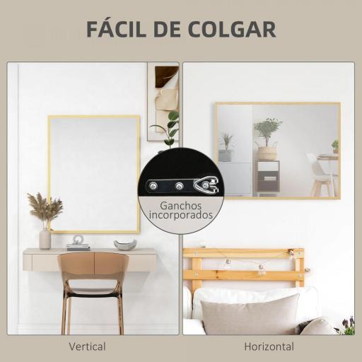 Espejo de Baño 70x90 cm Espejo de Pared Decorativo para Salón Entrada Pasillo Horizontal o Vertical Natural [6]