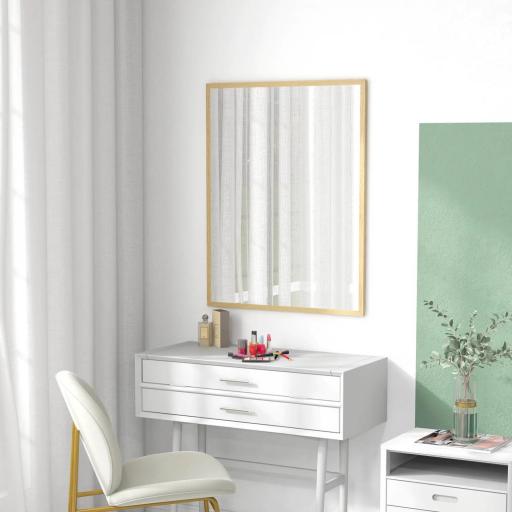 Espejo de Baño 70x90 cm Espejo de Pared Decorativo para Salón Entrada Pasillo Horizontal o Vertical Natural [5]