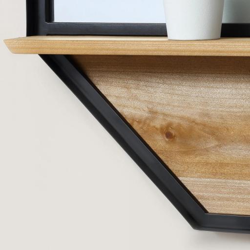 Espejo Decorativo de Pared 61x61 cm Espejo Octágono con Estante para Salón Dormitorio Entrada Negro [7]