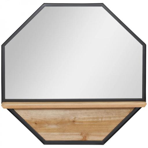 Espejo Decorativo de Pared 61x61 cm Espejo Octágono con Estante para Salón Dormitorio Entrada Negro [9]