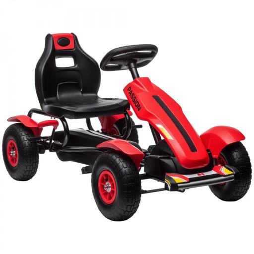 Go Kart a Pedales para Niños con Asiento Ajustable Neumáticos de Goma Freno de Mano Carga 50 kg 121x58x61 cm Rojo [10]