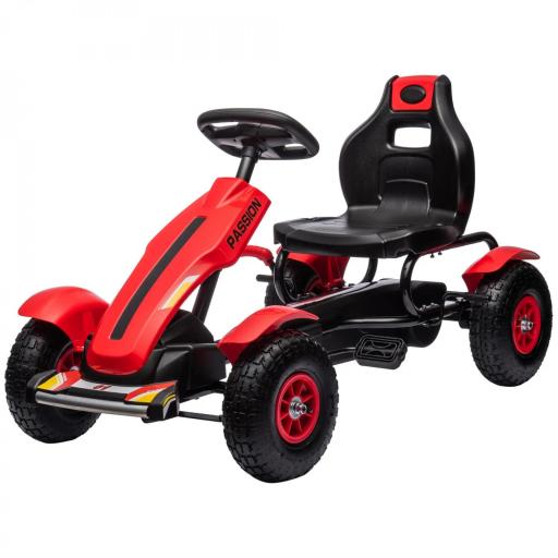 Go Kart a Pedales para Niños con Asiento Ajustable Neumáticos de Goma Freno de Mano Carga 50 kg 121x58x61 cm Rojo [6]
