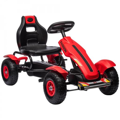 Go Kart a Pedales para Niños con Asiento Ajustable Neumáticos de Goma Freno de Mano Carga 50 kg 121x58x61 cm Rojo [9]