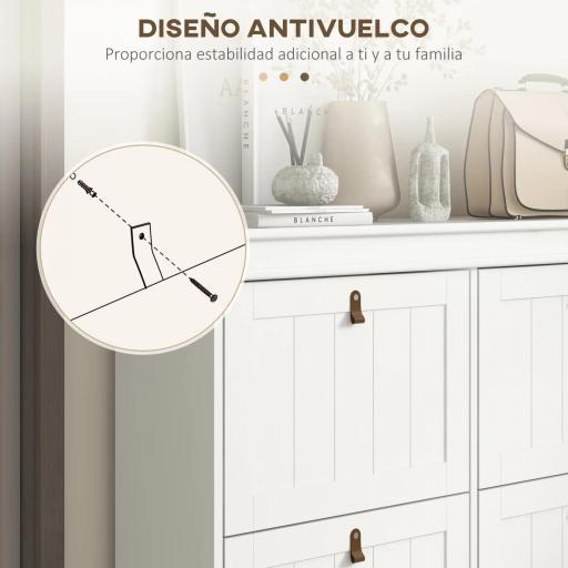 Zapatero Estrecho con 4 Puertas Abatibles y Estantes Ajustables para 20 Pares de Zapatos con Antivuelco 105x24x82,5 cm [2]