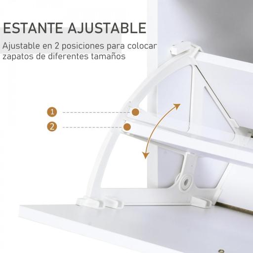 Organizador de Zapatos Multifuncional Zapatero con 3 Cajones Estante de Vidrio Asa de Aluminio para Pasillo Tablero de Partículas Carga 50 kg 60x24x105,5 cm Blanco [7]