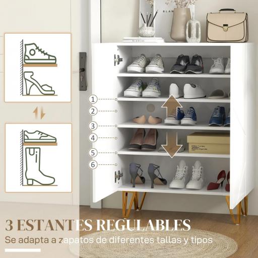 Armario Zapatero con Estantes Ajustables Bisagras de Cierre Suave para 15-20 Pares de Zapatos 72x31,5x95 cm Blanco [2]