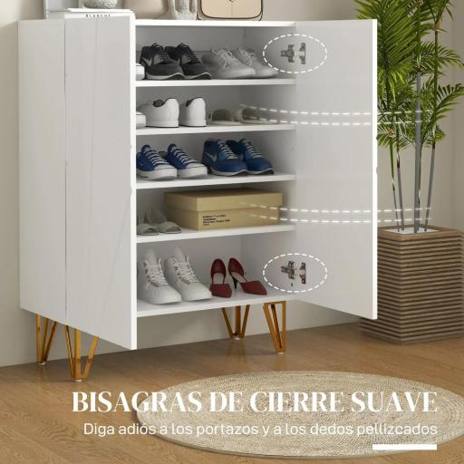 Armario Zapatero con Estantes Ajustables Bisagras de Cierre Suave para 15-20 Pares de Zapatos 72x31,5x95 cm Blanco [3]