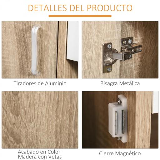 Mueble Zapatero de 3 Puertas para 18-27 Pares de Zapatos Zapatero Moderno con Cajón y Puerta 84x30x132 cm Natural [3]