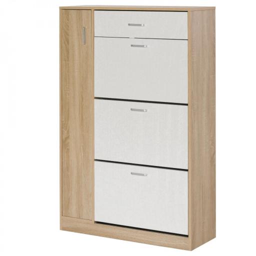 Mueble Zapatero de 3 Puertas para 18-27 Pares de Zapatos Zapatero Moderno con Cajón y Puerta 84x30x132 cm Natural [9]
