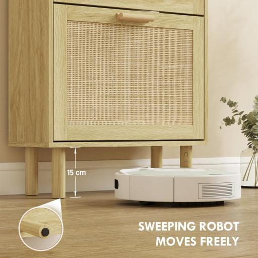 Mueble Zapatero Estilo Bohemio con 2 Cajones Abatibles y 1 Estante Abierto para 18 Pares de Zapatos 80x24,5x110 cm Roble [2]